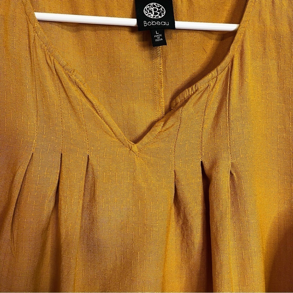 Bobeau Golden Yellow Flutter Sleeve Dress Size Large - Picture 4 of 12